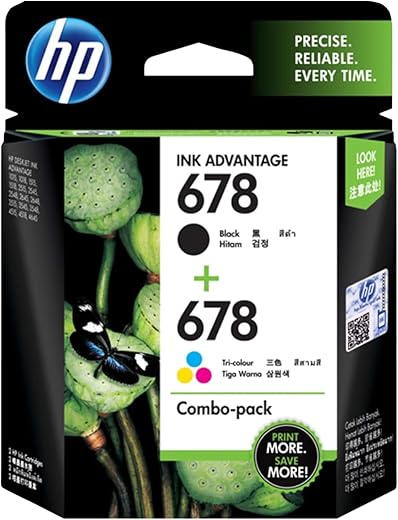 HP 678 2-Pack Black/Tri-Color Original Ink Advantage Cartridges