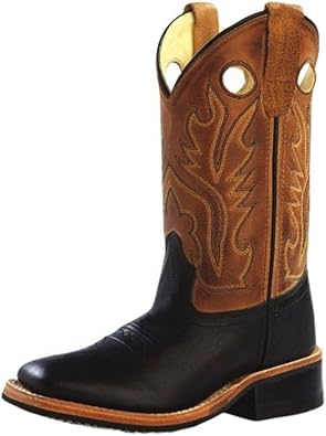 Old West Boys Western Boot Broad Square Toe Black 5 DM US