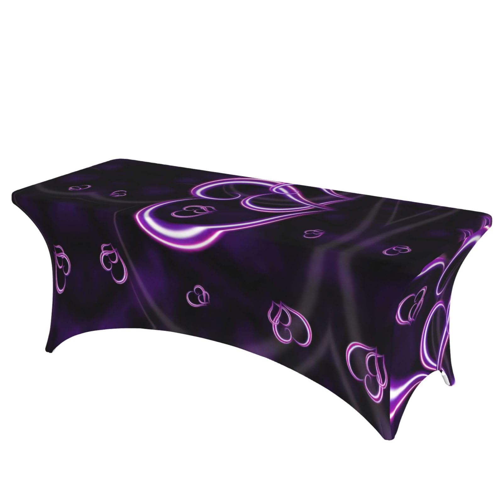 Nappe extensible imprimé cœurs violets pour vos fêtes et mariages