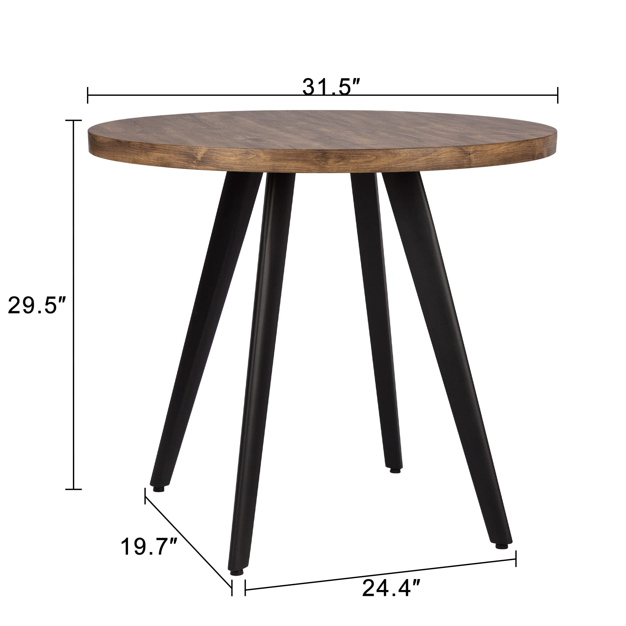Comfy to go 31.5" Round Dining Table for 2-4 Person- Mid Century Modern Kitchen Table with 1.4" Thickness Wood Grain Tabletop for Dining, Living Room, Breakfast,Small Space (Rusty Brown) SIMILAR TO LOT PHOTO