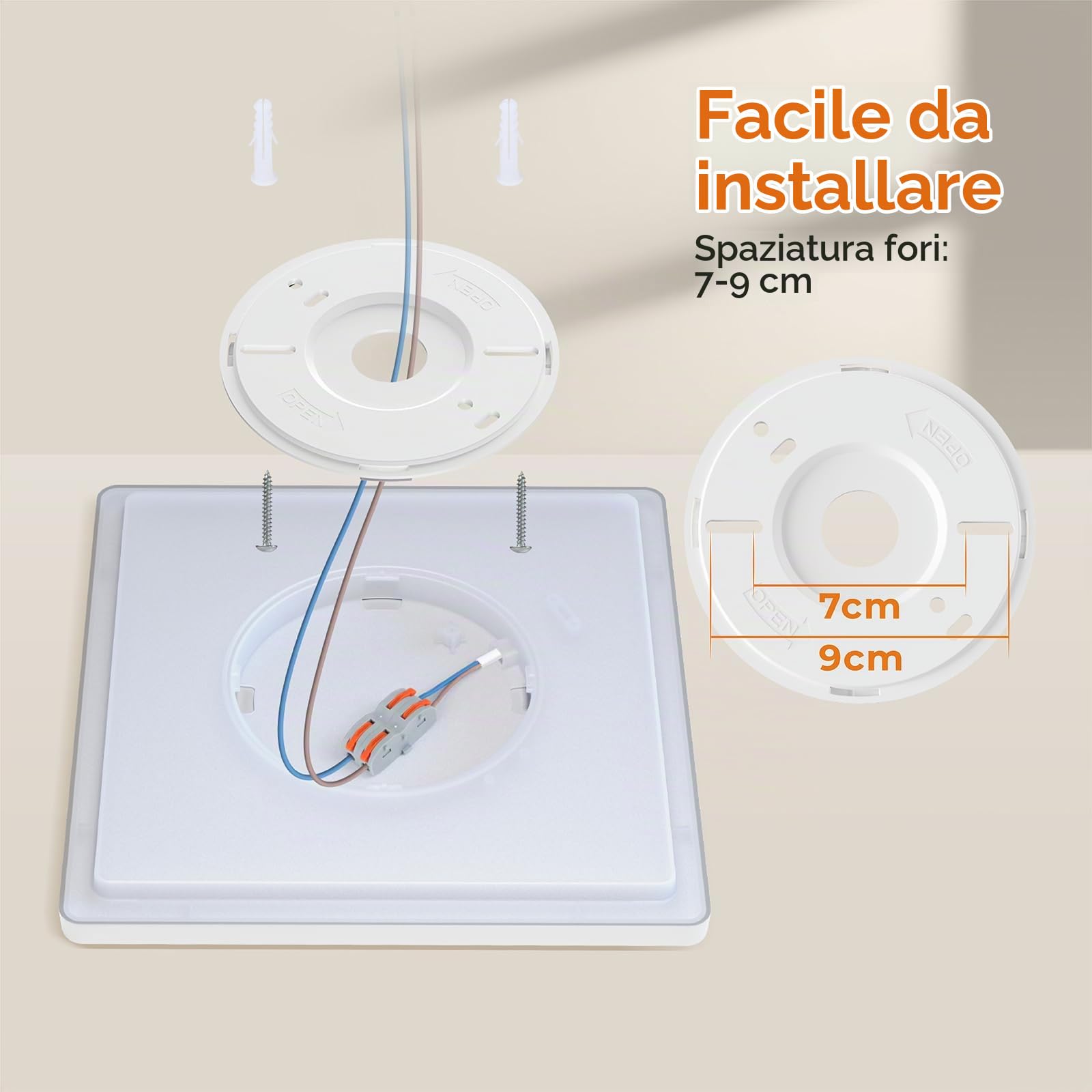 BLNAN LED Plafoniera, 18W plafoniera piatta bianco caldo neutro freddo 3000K/4000K/5000K, pannello con retroilluminazione, 1800lm per corridoio, camera da letto, balcone - ultrasottile moderno 22cm