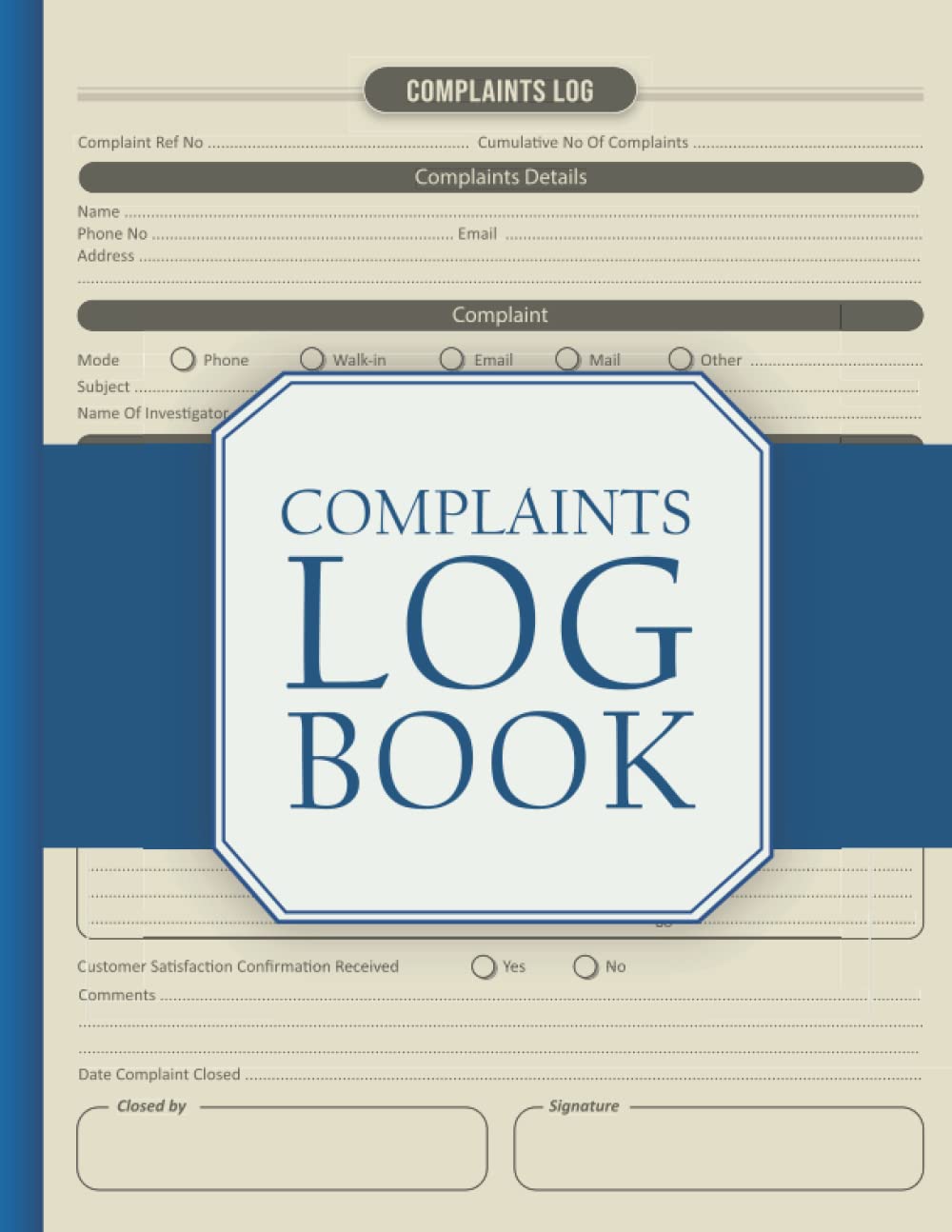 Complaints Log Book: Perfect for Businesses, Sites, Waste Facilities, Commercial and Industrial Premises | Customer Complaint Follow Up Logbook A4 (large format).