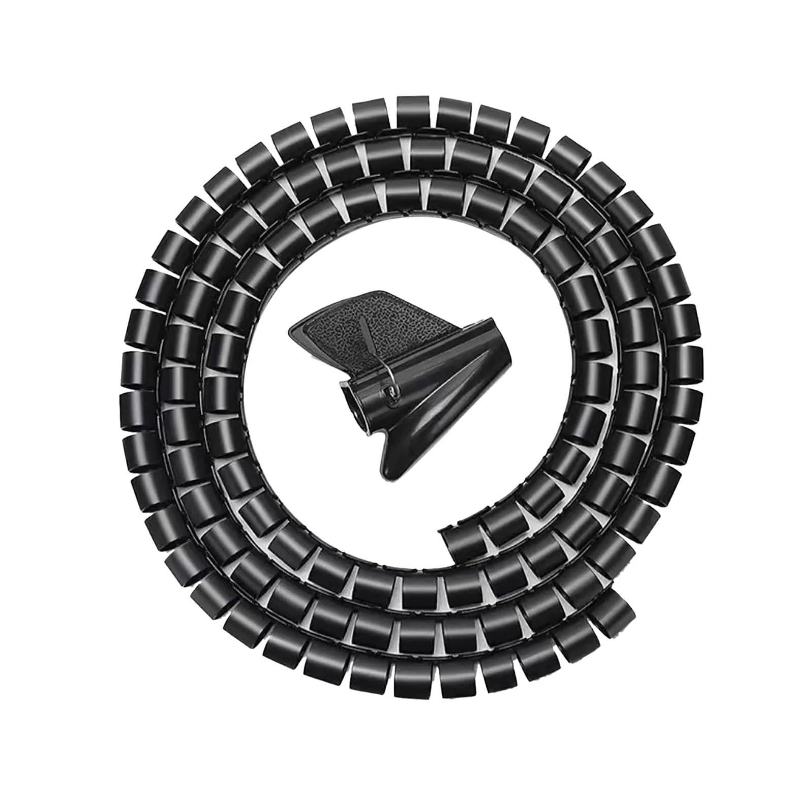 Manchon de câble en Spirale, Clips Tube Stockage Fil 2 mètres, Dispositif d'organisation Manchon Cordon, Protecteur Tuyau(Black)