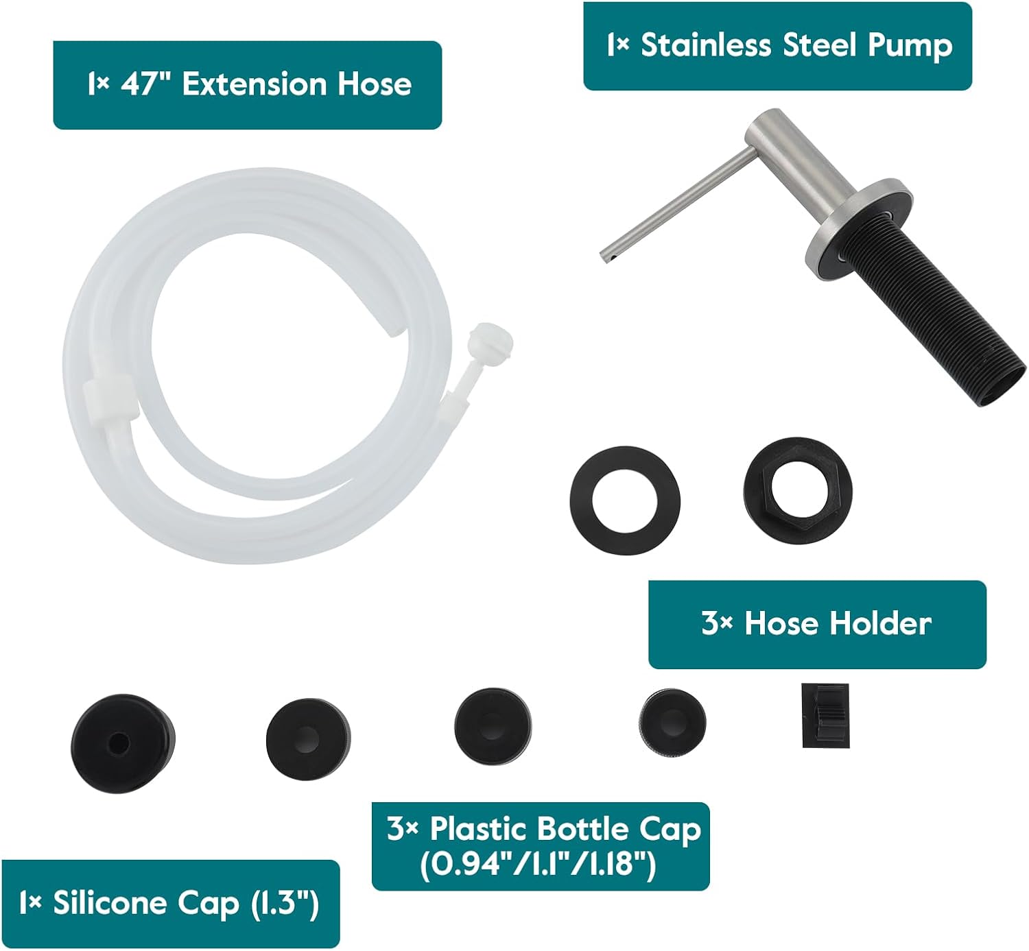 Gappo Upgraded Soap Dispenser for Kitchen Sink Brushed Nickel, Stainless Steel Countertop Pump, Built in Sink Soap Dispenser with 47" Extension Tube kit - Image 6