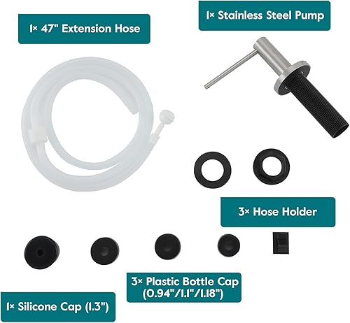 Miniatura 6 de Gappo Dispensador de jabón mejorado para fregadero de cocina, níquel cepillado, bomba de encimera de acero inoxidable, dispensador de jabón