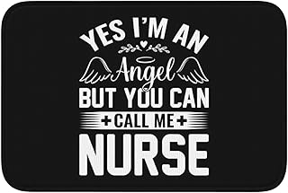 Yes I M an Angel But You Can Call Me Nurse Nurse Bathroom Rugs Bath Mat Soft Cozy and Absorbent Bath Rug, Non Slip Bath Mat for Bathroom Door, Shower, and Tub 24x16 in Bath Rug