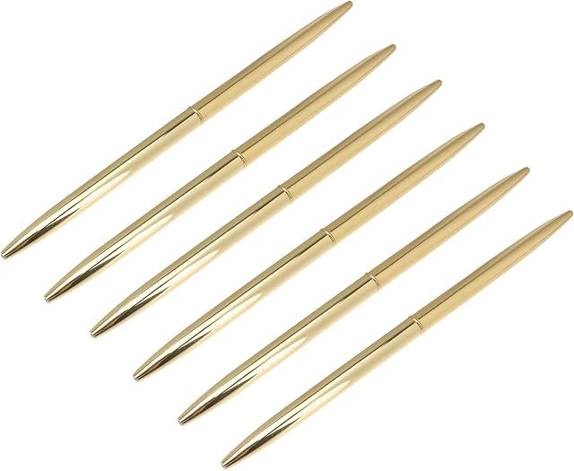 6Pcs Rotation Metal Business Ballpoint Pen Multipack Lightweight Metal Black Ink Pen for School Office Supplies Bank (Golden) (6)