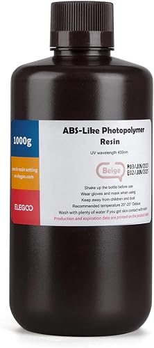 Elegoo ABS-Like Photopolymer Resin, Beige, 1000g, 405nm UV, for LCD/DLP 3D Printers, High Toughness