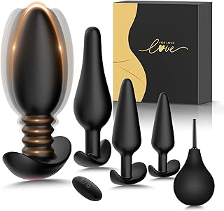 Anal Butt Plug Set Sex Toys- 5PCS Vibrating Butt Plug Anal Vibrator Toys Training