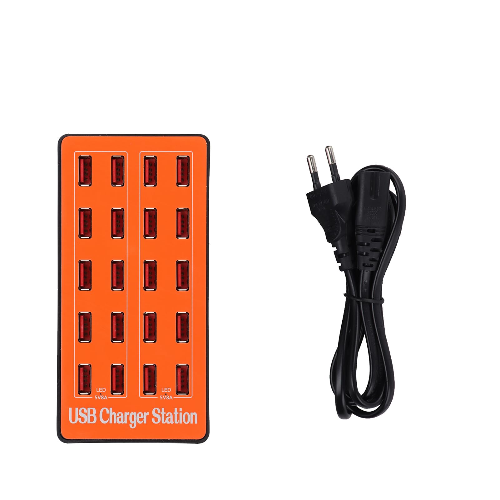 Stazione di Ricarica USB, Caricabatterie Rapido da Parete AC100-240V a 20 Porte, Protezioni Multiple Integrate, Utilizzato per Smartphone, Tablet(Spina UE)