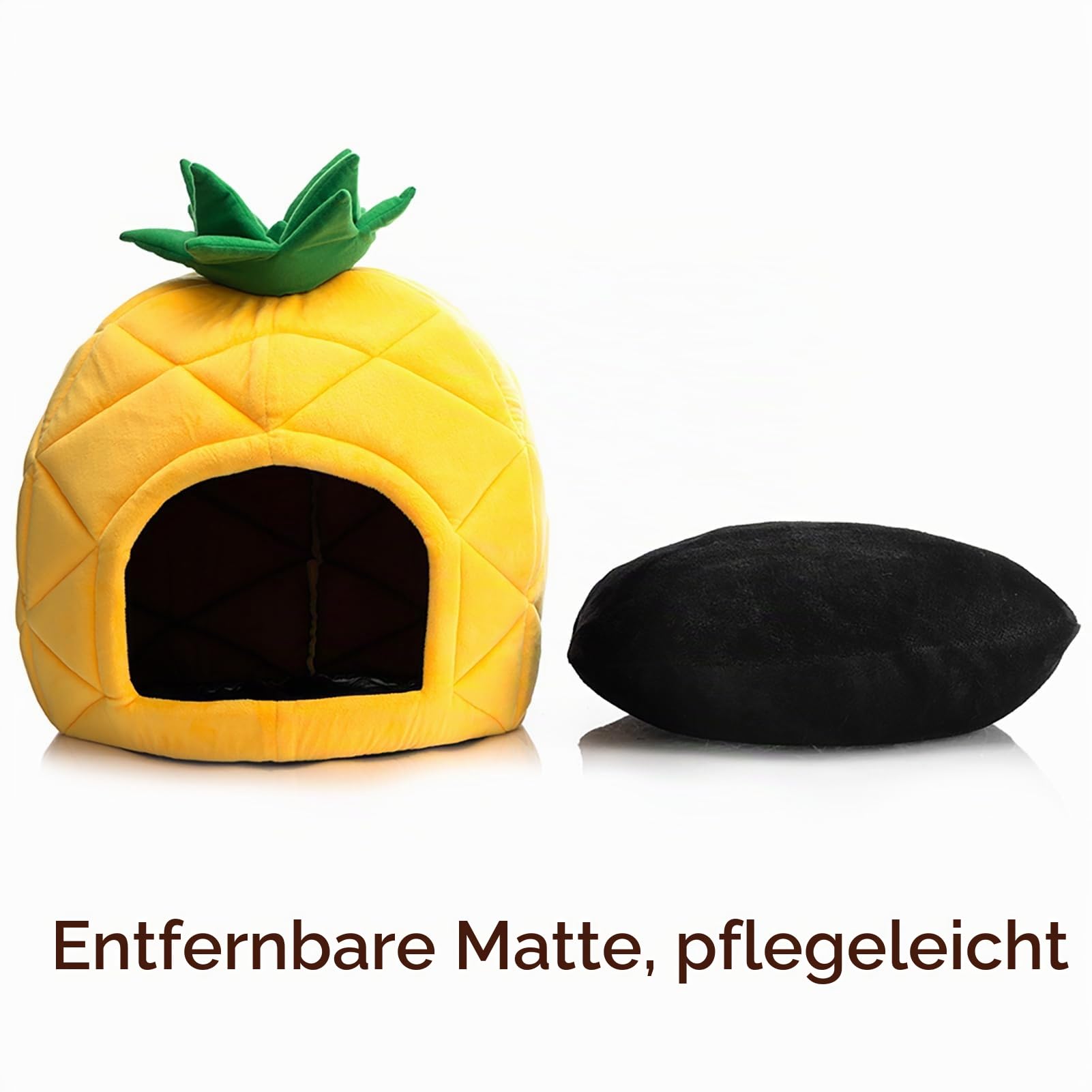Hollypet Cozy Pet Bett Warm Höhle Nest Schlafbett Ananas Form Welpenhaus für Katzen und kleine Hunde, Gelb