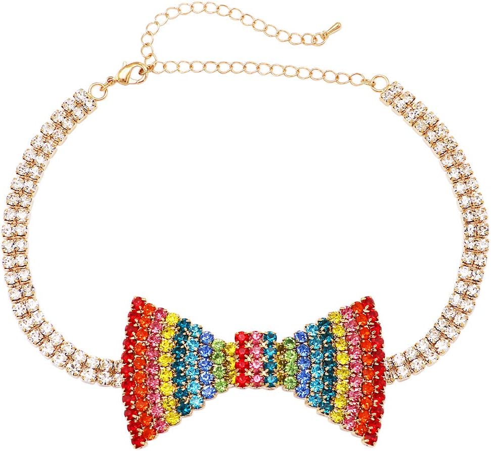 Rosemarie & Jubalee Women's Fabulous Sparkling Crystal Choker Bow Tie Celebration Necklace, 12"+5" Extender