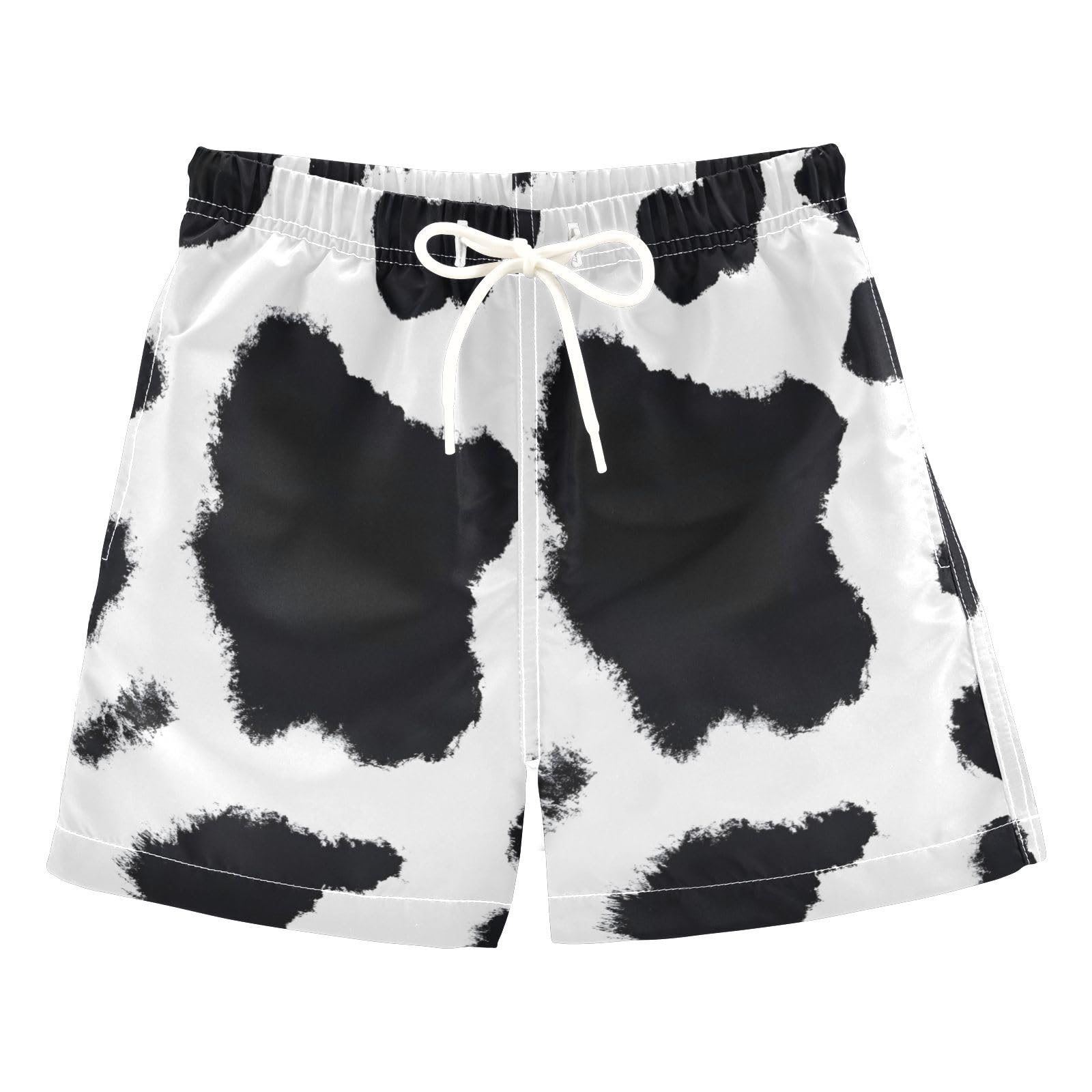 FLildon Cute Cow Pattern Little Boys Swim Trunks with Mesh Lining Quick Dry Beach Board Shorts, 3T