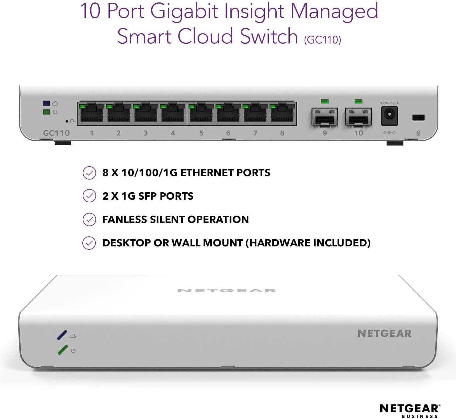 Onе-Dау Sаlе: Uр tо 80% оƒƒ NETGEAR 10-Port Gigabit Ethernet Smart Switch (GC110) - Managed with 2 x 1G SFP, Desktop