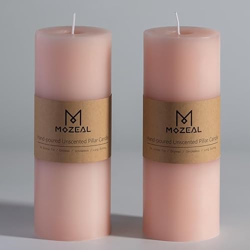 Miniatura 139 de MOZEAL Velas de pilar extra grandes de color borgoña de 4" x 10" (juego de 2), sin perfume, sin goteo, sin humo, de larga combustión limpia, velas