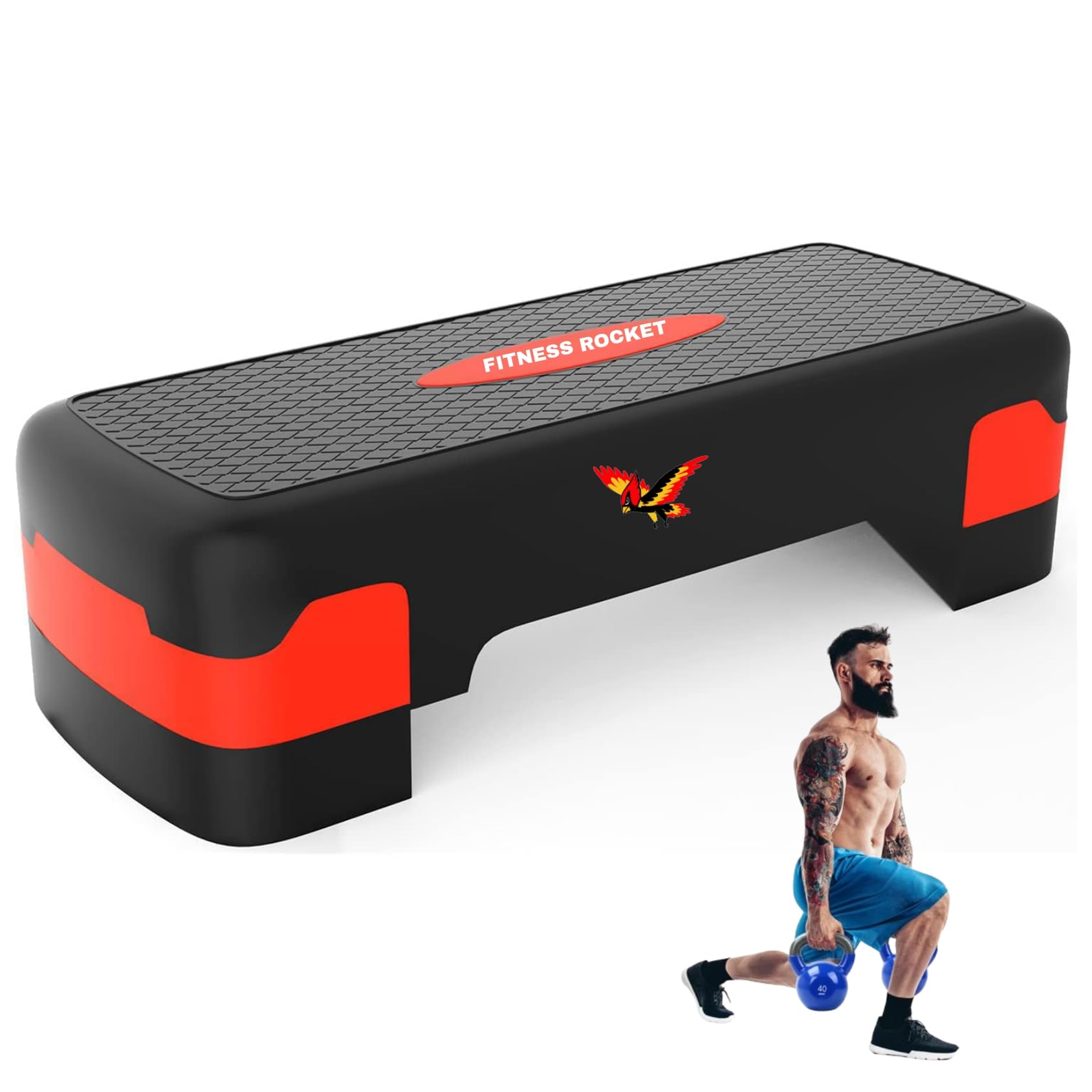 Fitness Rocket Aerobic Exercise Stepper: Durable, Non-slip, and Adjustable Fitness Marvel – Elevate Your Workout with the 2-Level Aerobic Fitness Yoga Step, Complete with Mat for Gym Excellence-Red (B0CTZS8M1L) Amazon Price History, Amazon Price Tracker