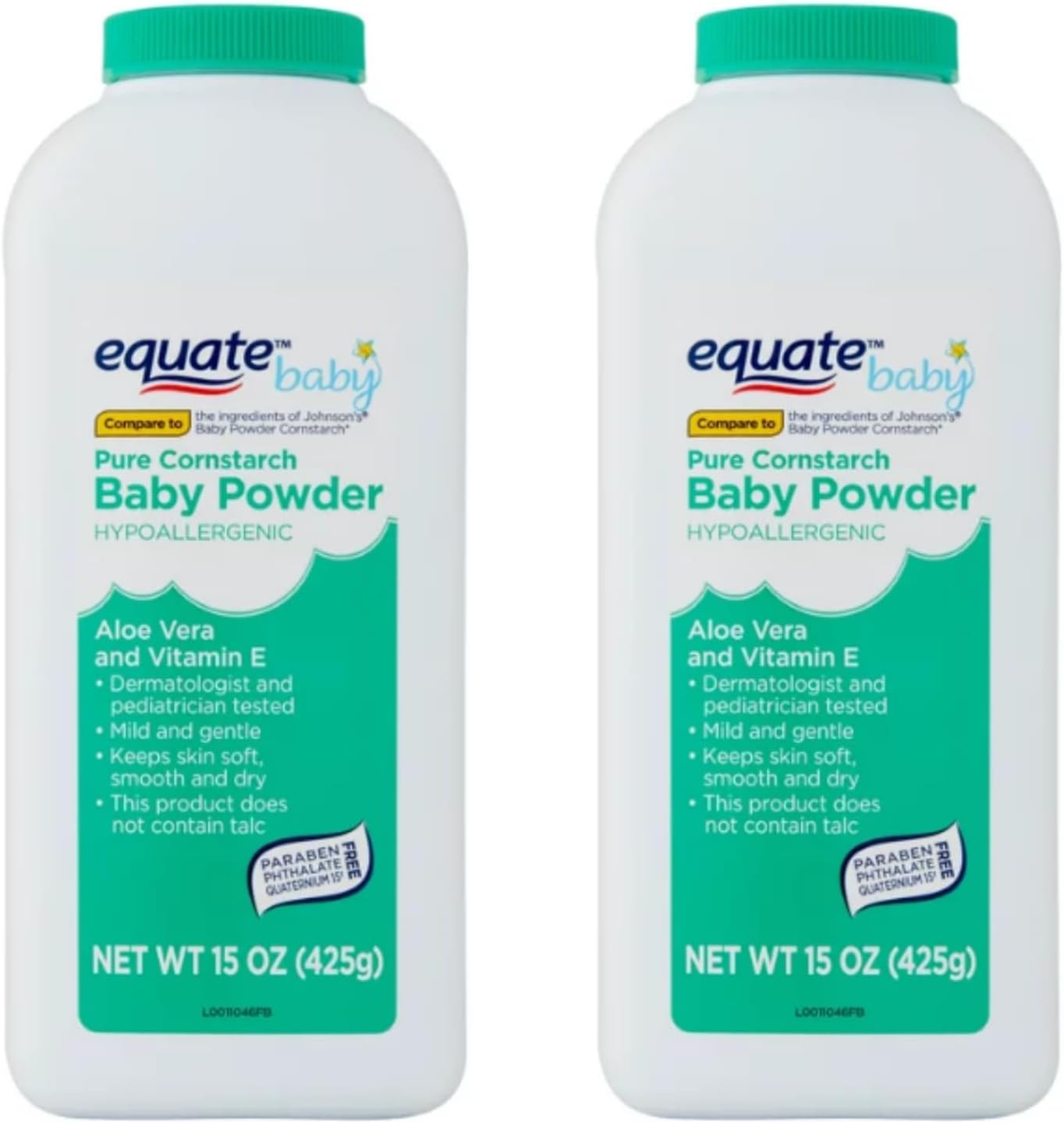 Pure Cornstarch Baby Powder Aloe and Vitamin E (15 oz – 2 Pack)