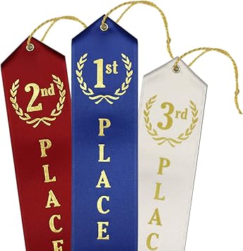 RibbonsNow 1st - 2nd - 3rd Place Award Ribbons - 36 Total Ribbons - 12 Each Place with Card & String