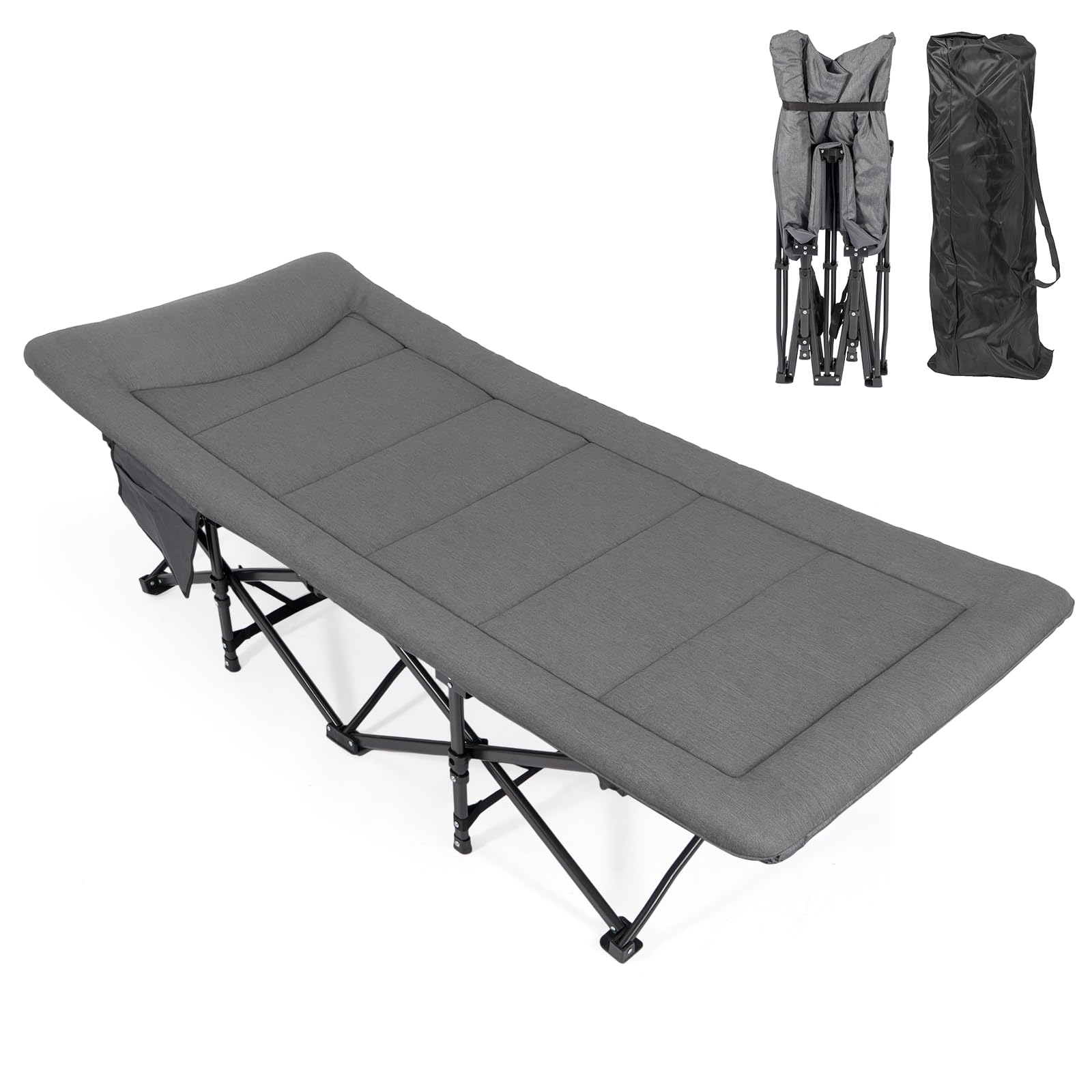 M.J COMFY-LIFE Camp Beds for Adults Portable Tent Grey Folding Camping Bed Travel Camping Cot with Carry Bag Guest Bed for Sleeping Home Outdoor Travel Office
