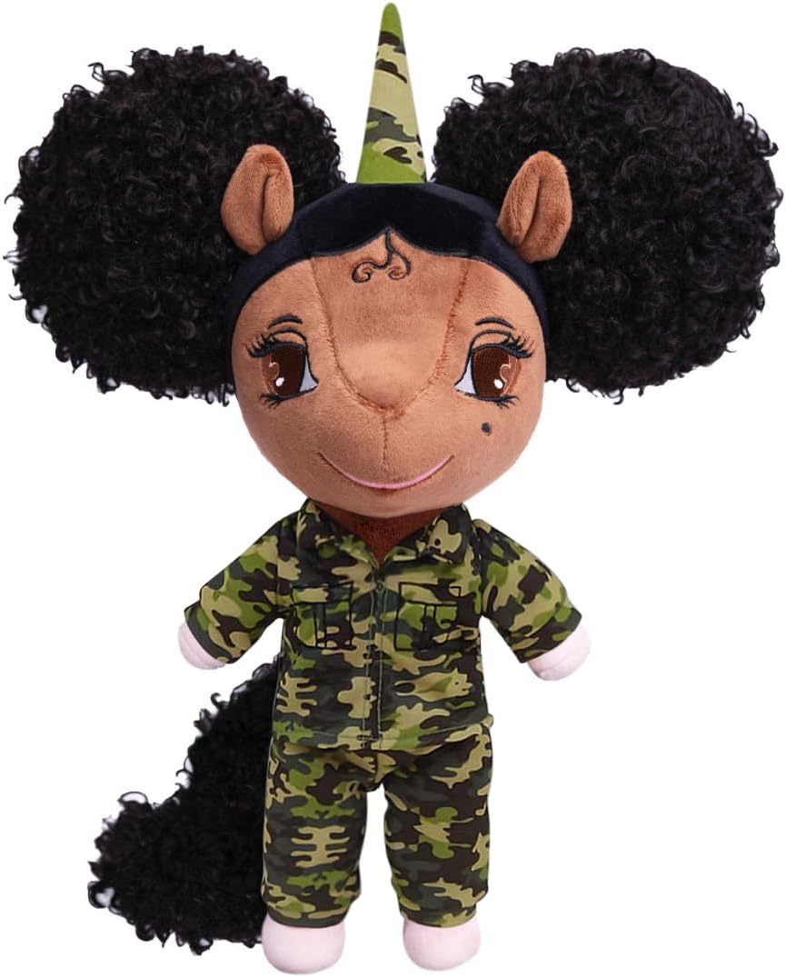 YOUnicorn Kidz Salute 2 Service Military Doll with Afro Puffs - 14 inch