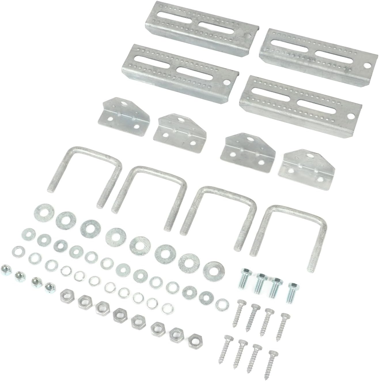 Qiilu Galvanized 8 Inch Bunk Bracket Kit for 2"x3" Boat Trailers - Height U Bolts, Heavy Duty Sturdy Design