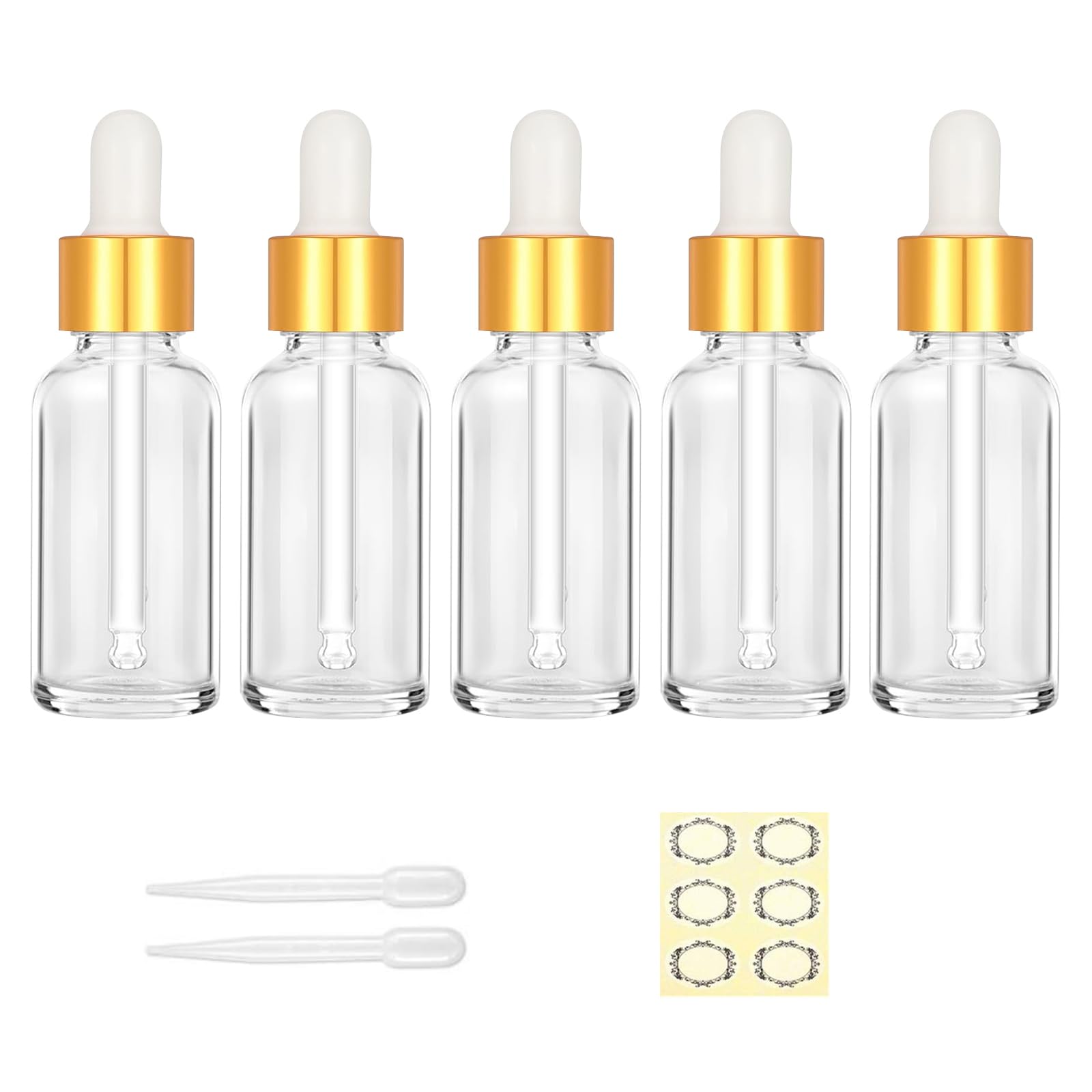 Apstaqeoo 5pcs 30ml Transparent Glass Droper Bottles With Glass