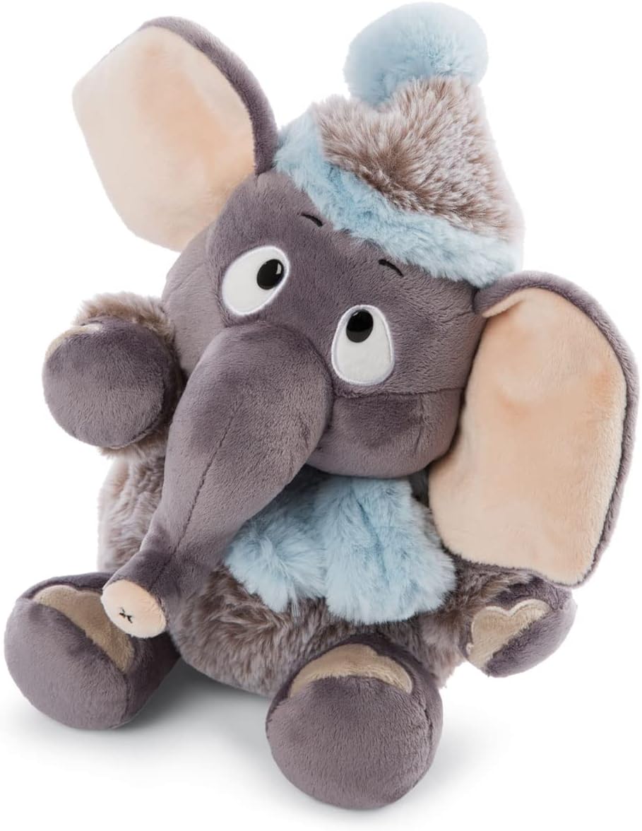 NICI 47273 Kuscheltier Elefant 35cm – Elefanten Plüschtier für Mädchen, Jungen & Babys – Flauschiges Stofftier zum Kuscheln & Spielen – Kuscheliges Schmusetier der Winter Kollektion, grau/blau