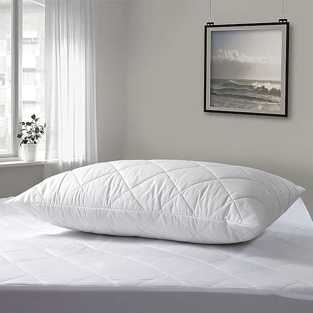 SK MERCHANDISE 6 Pack Hotel Quality with Quilted Cover- Premium Filled Pillows for Side, Stomach and Back Sleeper, Down Alternative Bed Pillow-Soft Hollow-Fiber Hotel Pillows