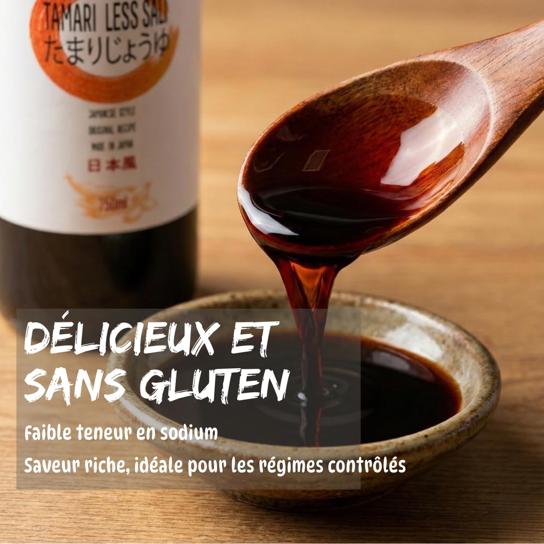 Umami Sauce Soja Moins de Sel 750ml - Allégée en Sodium - Fermentation Artisanale en Fûts Kioke - Fabriquée au Japon - Idéale pour Sushi, Cuisine Asiatique et Régimes Pauvres en Sel