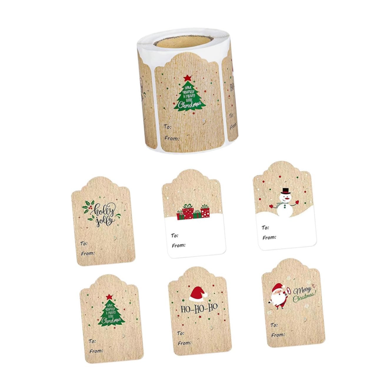 3rollos Etiquetas Adhesivas Navideñas De Papel Kraft Autoadhesivas Para Decoración Festiva y Manualidades