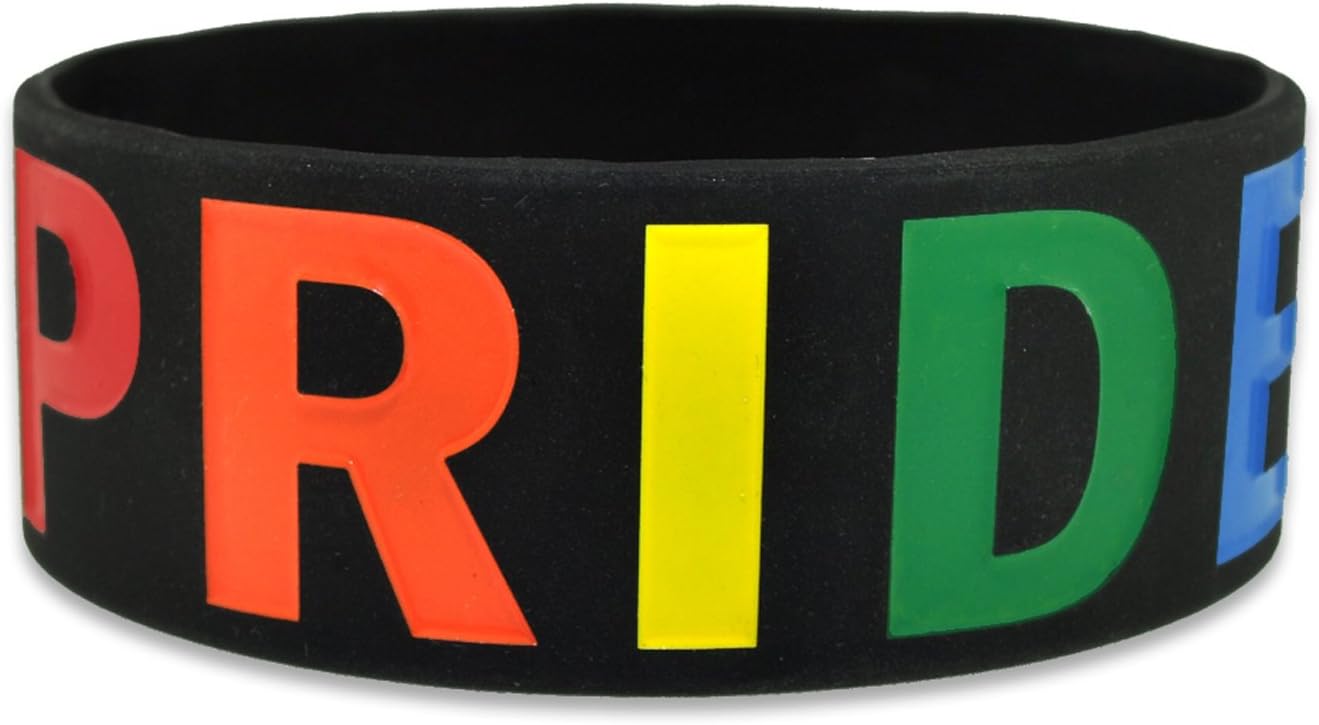 PinMart Gay Pride Rainbow LGBT Wide Rubber Silicone Bracelet