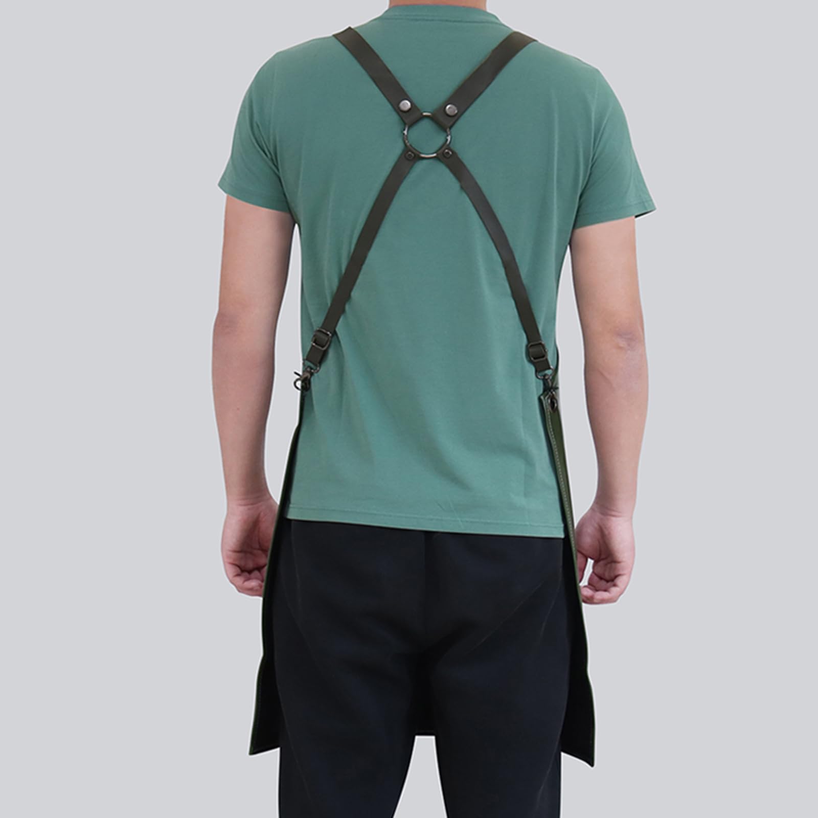 Imperméable Tabliers De Travail en Cuir PU Tablier Coiffeur avec Poches pour Femmes Hommes Black,One Size