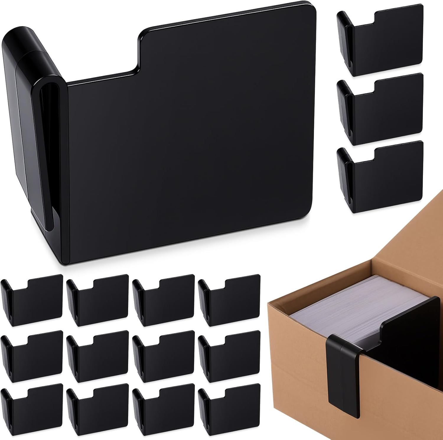 Chunful 20 Pcs Black Card Box Dividers, ABS Trading Card Dividers Clip Storage Separator clips the cardboard side wall for Sports Baseball Cards Organizer (Max Opening Width:4mm Fits Sigle Wall)
