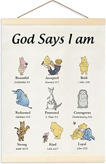 Winnie Nursery Decor-the Pooh Room Decor -Vintage Nursery Decor-Biblical Affirmations for Kids Canvas Wall Art-Christian Gifts for Women-Inspirational Wall Art-Birthday Gifts Religious Gifts - Buy now