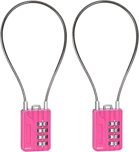 SEPOX Twins - Candado de combinación de 4 dígitos reiniciable, cable de acero de vinilo extra largo de 12.6 in, bloqueo multiusos para casillero de