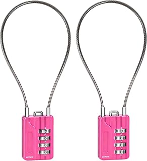 SEPOX® Twins Resettable 4-Digit Combination Padlock, 32cm Extra Long Vinyl Steel Cable – Multipurpose Lock for Gym Locker, Suitcase, Backpack – Durable Anti-Rust, Pink Gym Essentials for Women