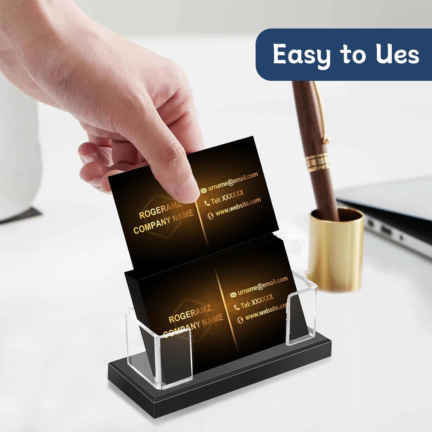 Acrylic Black Business Card Display Stand Base 2 Piece image 5