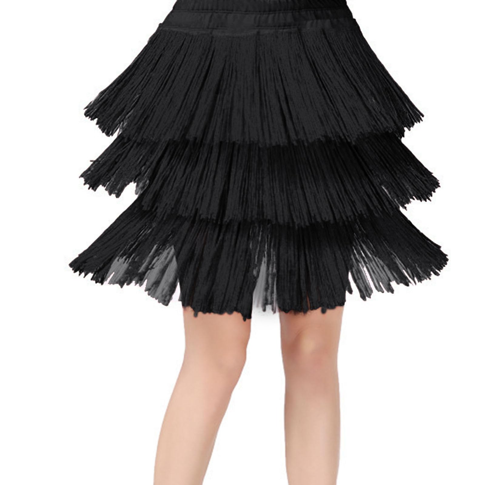 Generico Gonna Bambina da Ballo con Nappe per da Ballo con Frange A Strati Mini Gonne Invernali Latino Americano Vestito Carnevale Dancewear 2026