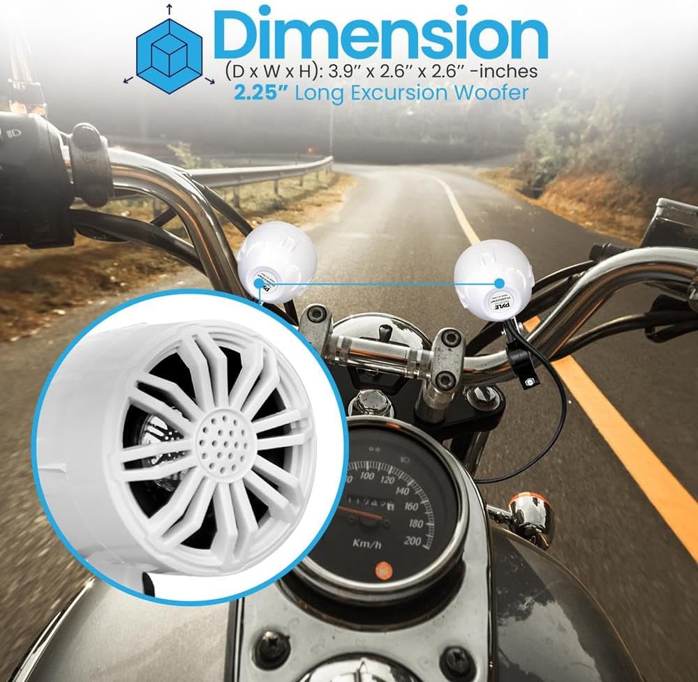 PyleUsa Marine Speakers, Boat Speakers, Waterproof Speakers, 2.25” Off-Road Sound System, 20W Marine Grade Passive Woofer, Full Range Stereo, White, Includes Mounting Brackets, Weatherproof - Image 3