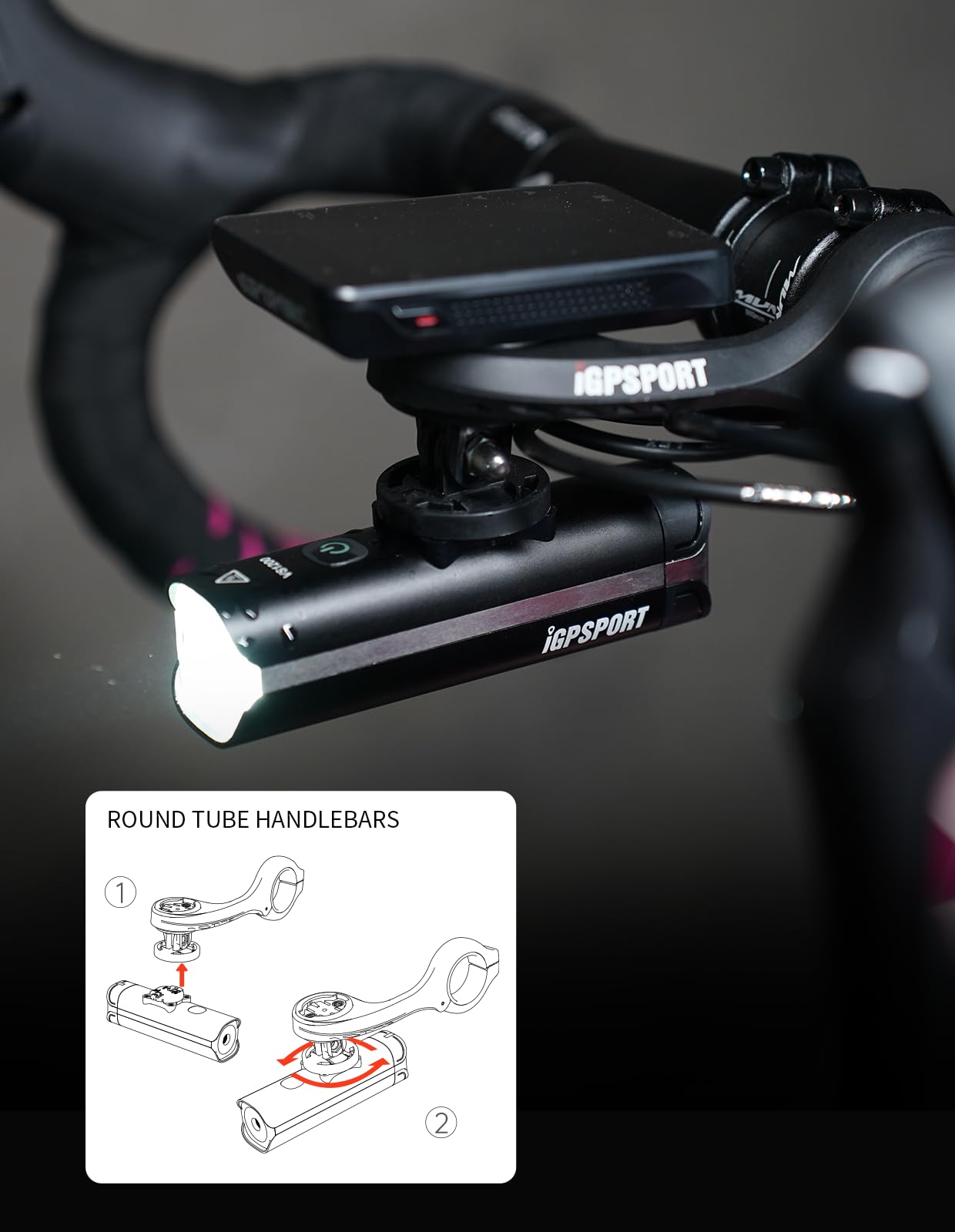 iGPSPORT VS1200 Luz Bicicleta Super Luminoso 1200 Lumen Antiniebla e Pantalla de Potencia Luces Delantera y Trasera USB Recargable Luces Espera Ultralarga