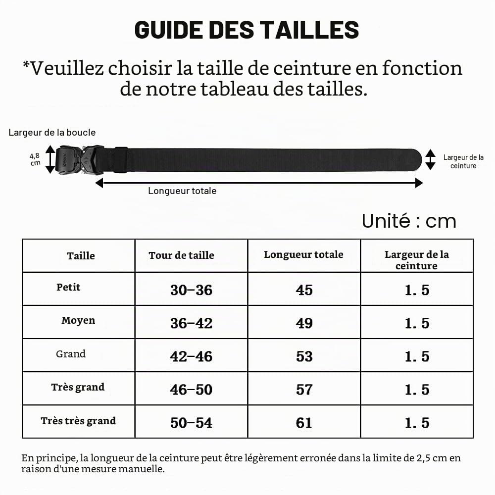 JUKMO Ceinture Tactique, Militaire Travail de Randonnée en Nylon 3,8 cm avec Boucle à Dégagement Rapide