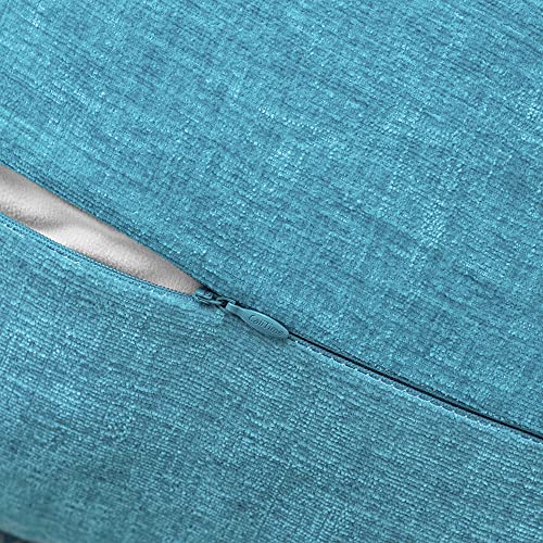 Calitime Throw Pillow Cases Pack Of 2 Cotton Thread Stitching Edges Solid Dyed Soft Chenille Cushion Covers For Couch Sofa Home Farmhouse Decoration 12 X 20 Inches Lake Blue #TOP5