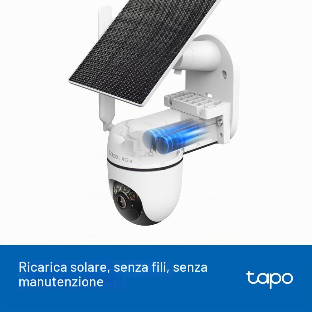 Tapo C615G KIT 2K 3MP Telecamera di sicurezza solare per esterni wireless, telecamera di sicurezza 4G con slot SIM, telecamera esterna a colori per visione notturna, rilevamento AI, IP65, nessun hub
