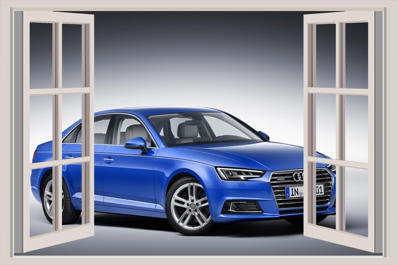 JVERF - JZZA13396 Audi Tfsi Quattro S| Self-Adhesive Open Window Wall Sticker