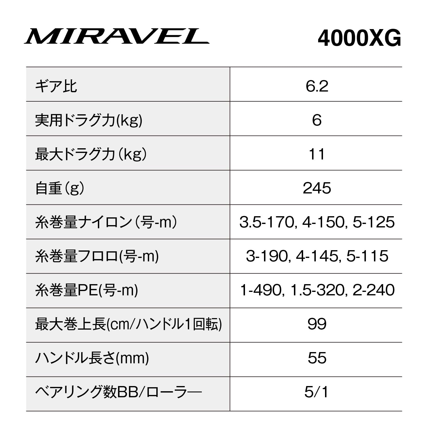 Shimano miravel 4000XG