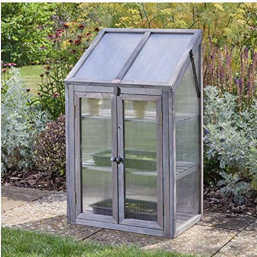 Garden Mile Wooden Cold Frame Mini Greenhouse 3-Tier with Hinged Lid, UV-Resistant Polycarbonate Greenhouse Panels, FSC Timber Frame, 1m Tall Outdoor Plant Shelter for Seedlings & Vegetables (Grey)