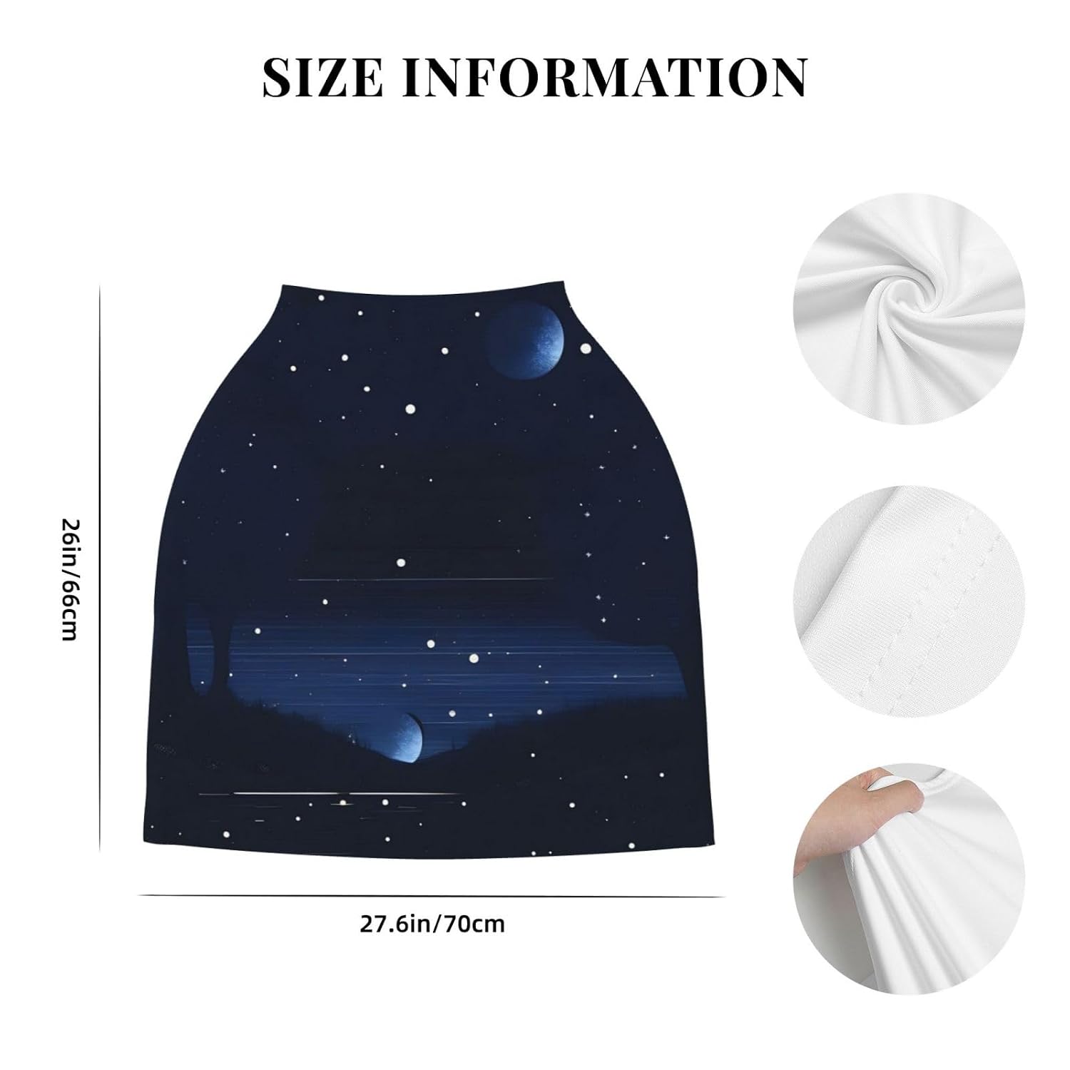 Dark Blue Night View Versatile full-print Stroller Chair Cover/Nursing Cover, specially designed for your baby, Black