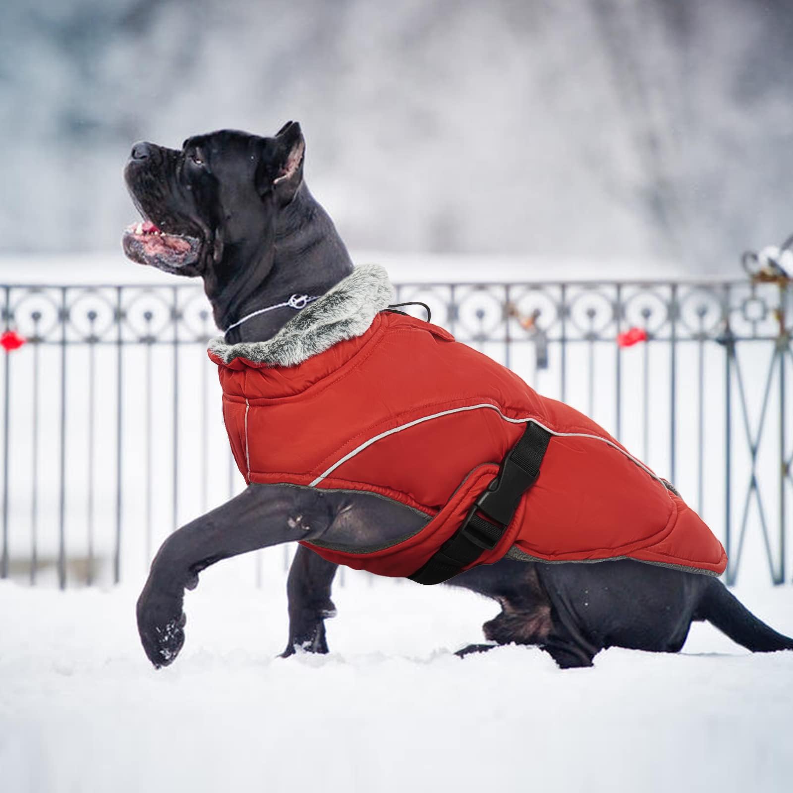 HMJGDZG Wintermantel große Hunde – winddichter, reflektierender, Warmer Mantel, Verstellbarer Hals und Druckknopfverschluss, Wasserabweisende Dicke Fleeceweste, mit Fleece gefüttert für Golden