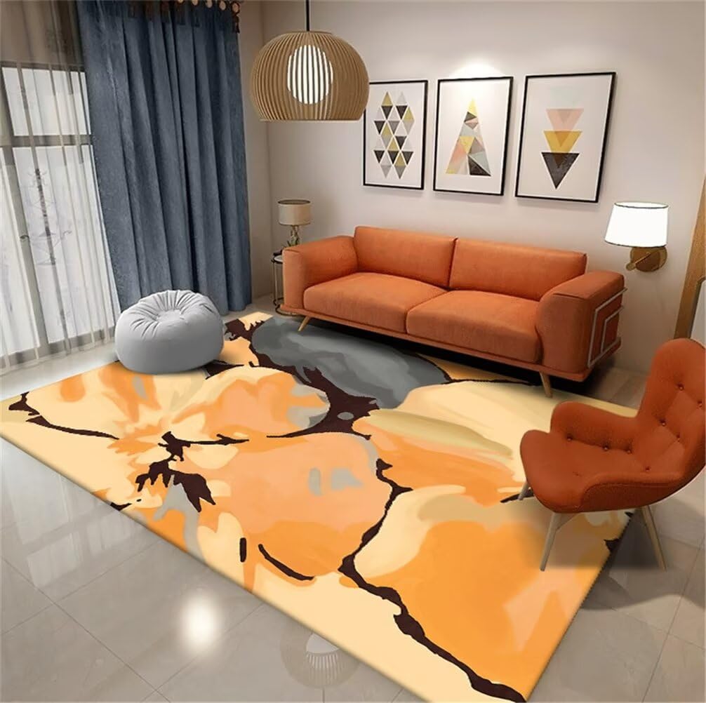 Tapis lavable et confortable pour chambre ado jaune 200x250