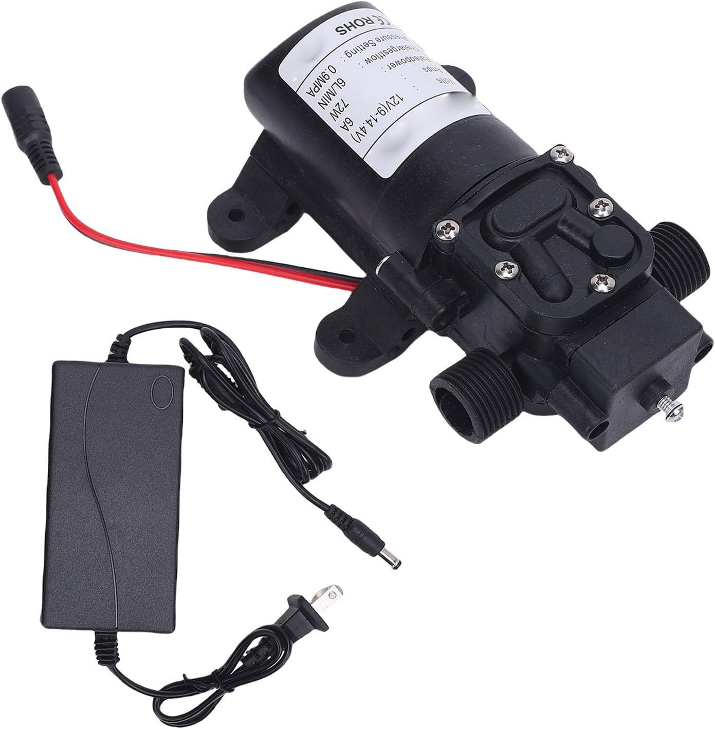 TOPINCN 12V Water Diaphragm Pump, 72W Self Priming Sprayer Pump, 0.9MPA High Power, Plastic and Copper Water Pressure Booster Pump for Car Washing, RVs, Boats, Marine, Irrigation (US Plug)